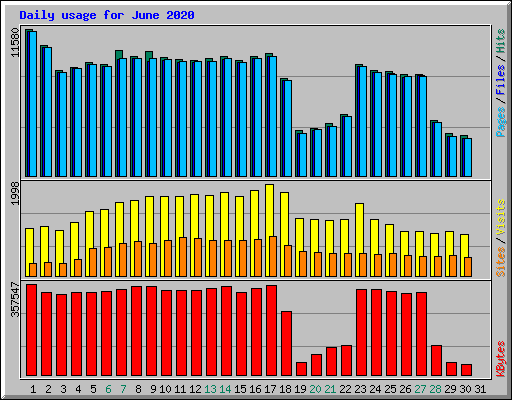 Daily usage for June 2020