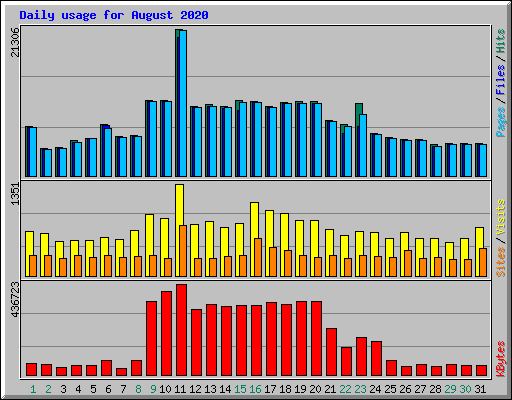 Daily usage for August 2020