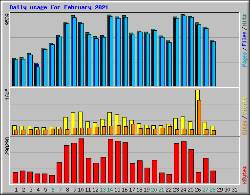 Daily usage for February 2021