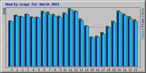 Hourly usage for March 2021